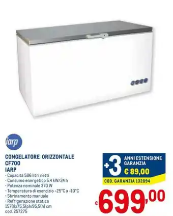 Metro iarp Congelatore Orizzontale CF700 offerta