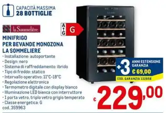 La Sommeliere Minifrigo per Bevande Monozona