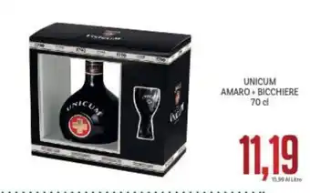 Supermercati Piccolo Unicum Amaro + Bicchiere 70 cl offerta