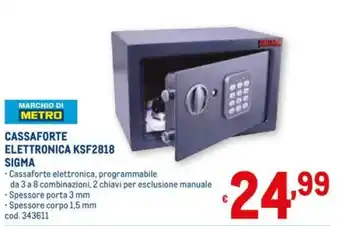 Metro Sigma Cassaforte Elettronica KSF2818 offerta
