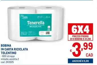 Metro Tenerella Tolentino Bobina in Carta Riciclata offerta