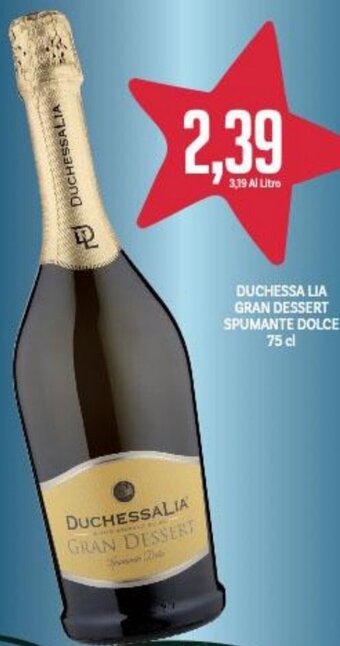 Supermercati Piccolo Duchessa Lia Gran Dessert Spumante Dolce 75 cl offerta