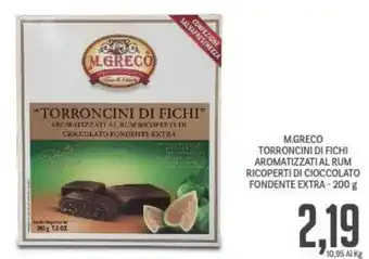 Supermercati Piccolo M.Greco Torroncini Di Fichi Aromatizzati Al Rum Ricoperti Di Cioccolato Fondente Extra 200 g offerta