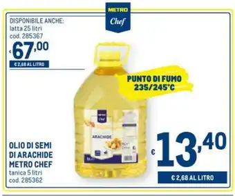 Metro Metro Chef Olio di Semi di Arachide 5 litri offerta