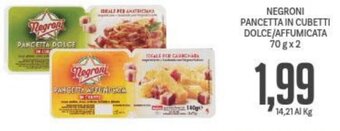 Supermercati Piccolo Negroni Pancetta In Cubetti Dolce/Affumicata 70 g x 2 offerta