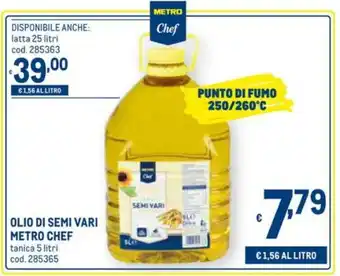 Metro Metro Chef Olio di Semi Vari 5 litri offerta