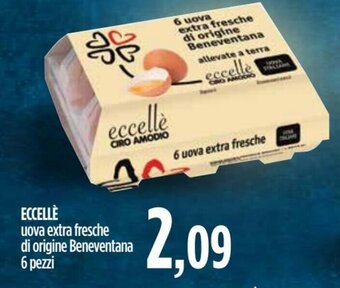 Ciro Amodio Eccellè uova extra fresche di origine Beneventana 6 pezzi offerta