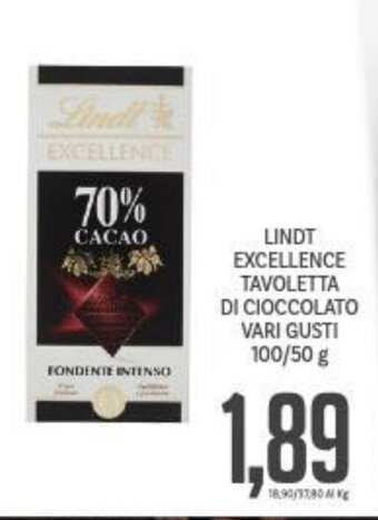 Supermercati Piccolo Lindt Excellence Tavoletta Di Cioccolato Vari Gusti 100/50 g offerta