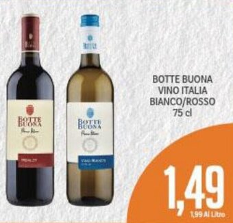 Supermercati Piccolo Botte Buona Vino Italia Bianco/Rosso 75 cl offerta