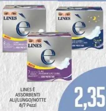 Supermercati Piccolo Lines È Assorbenti Ali / Lungo / Notte 8 / 7 Pezzi offerta