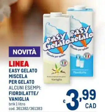 Metro Easy Gelato Miscela per Gelato Fiordilatte/Vaniglia 1 litro offerta