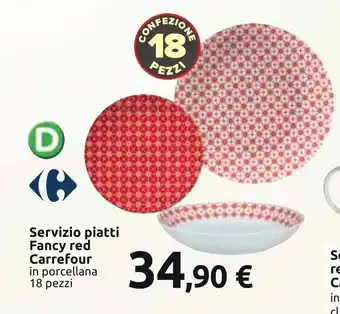 Carrefour Servizio piatti Fancy red Carrefour in porcellana 18 pezzi offerta