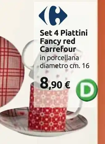 Carrefour Carrefour Set 4 Piattini Fancy red in porcellana diametro 16 cm. offerta