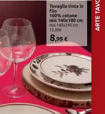 Carrefour Tovaglia tinta in filo 100% cotone mis 140 x 180 cm mis 140 x 240 cm offerta