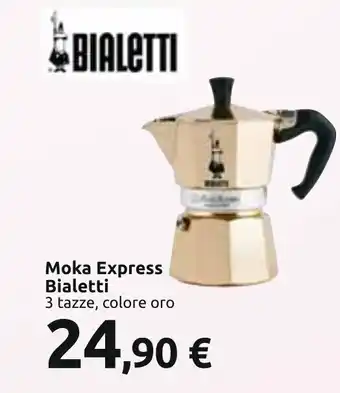 Carrefour Bialetti Moka Express 3 tazze, colore oro offerta