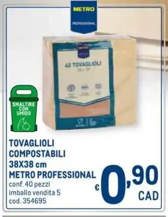 Metro Metro Professional Tovaglioli Compostabili 38x38cm 40 pezzi offerta
