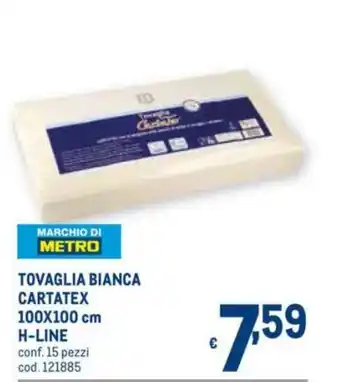 Metro H-Line Tovaglia Bianca Cartatex 100x100cm 15 pezzi offerta