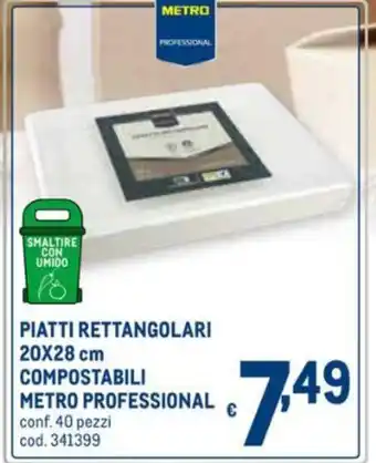 Metro Metro Professional Piatti Rettangolari 20x28cm Compostabili 40 pezzi offerta