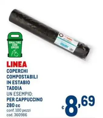 Taddia Coperchi Compostabili in Estabio per Cappuccino 280cc 100 pezzi