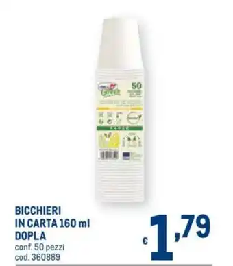 Metro Dopla Bicchieri in Carta 160ml 50 pezzi offerta