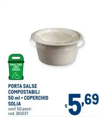 Metro Solia Porta Salse Compostabili 50ml + Coperchio 50 pezzi offerta
