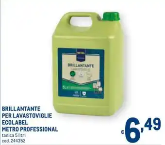 Metro Metro Professional Brillantante per Lavastoviglie Ecolabel 5 litri offerta