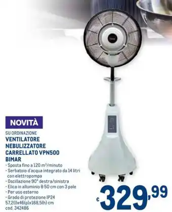 Metro Bimar Ventilatore Nebulizzatore Carrellato VPN500 offerta