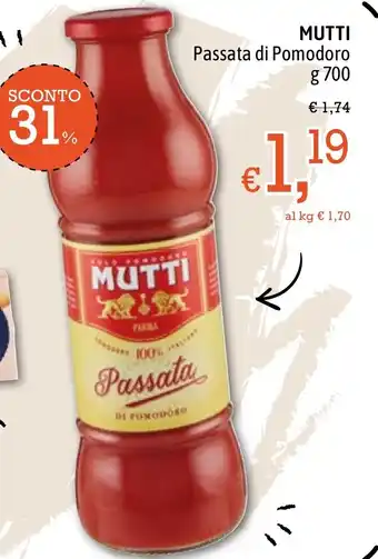Famila Market Mutti Passata di Pomodoro g 700 offerta