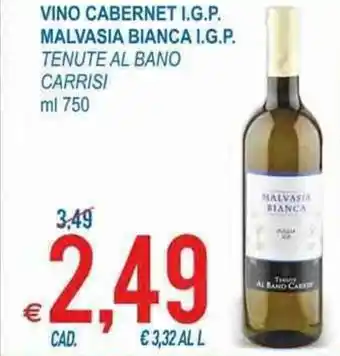 MD Discount Vino Cabernet I.G.P. Malvasia Bianca I.G.P. Tenute Al Bano Carrisi ml 750 offerta