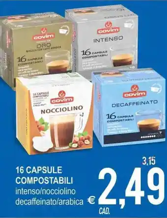 MD Discount 16 Capsule Compostabili intenso/nocciolino decaffeinato/arabica offerta