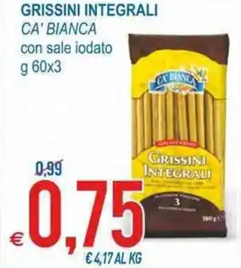 MD Discount Grissini Integrali Ca'Bianca con sale iodato g 60 x 3 offerta