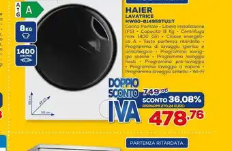 Euronics Haier lavatrice hw80-b14959tu1t offerta