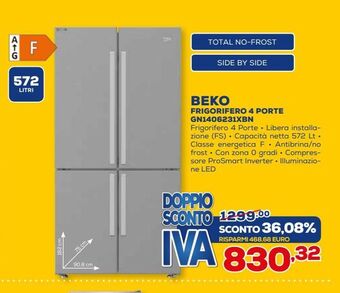 Euronics Beko frigorifero 4 porte gn1406231xbn offerta