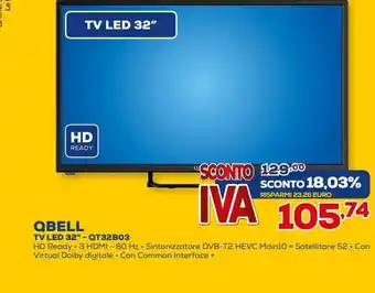 Euronics Qbell tv led 32'' - qt32b03 offerta