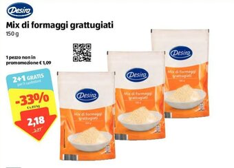 ALDI Desira Mix di formaggi grattugiati 150g offerta