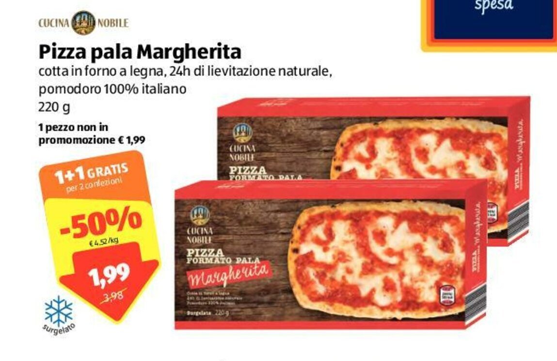 Cucina Nobile Pizza pala Margherita 220g offerta di ALDI