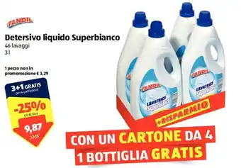 ALDI Tandil Superbianco Detersivo liquido 3L offerta