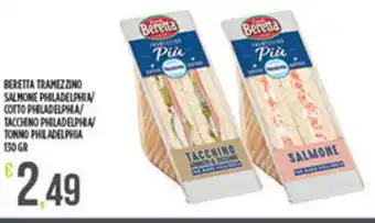 Supermercato Pollio Beretta Tramezzino Salmone Philadelphia/Cotto Philadelphia/Tacchino Philadelphia/Tonno Philadelphia 130 gr offerta