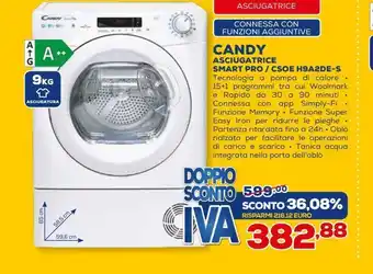 Euronics Candy asciugatrice smart pro / csoe h9a2de-s offerta