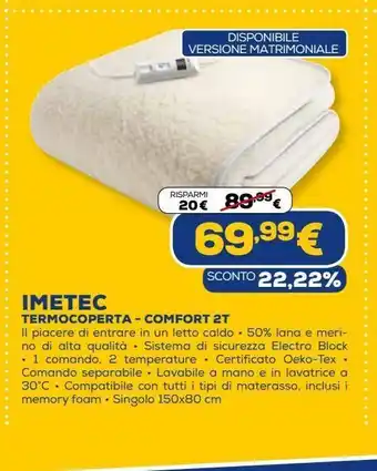 Euronics Imetec termocoperta - comfort 2t offerta