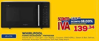 Euronics Whirlpool forno microonde - mwp253sb offerta
