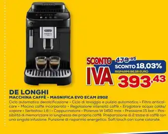 Euronics De longhi macchina caffe - magnifica evo ecam 2902 offerta