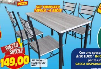 Risparmio Casa Set Tav. +4 Sedie Natur/Nero offerta