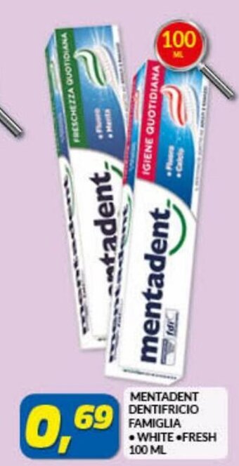 Risparmio Casa Mentadent Dentifricio Famiglia White, Fresh 100 ml offerta