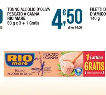 Rio Mare Tonno All'Olio D'Oliva Pescato A Canna 80 g x 3 + 1 Gratis