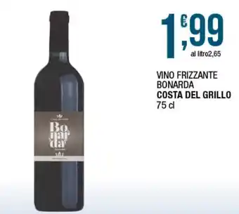 Maxi Sidis Costa Del Grillo Vino Frizzante Bonarda 75 cl offerta