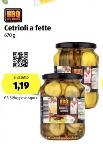 ALDI BBQ Cetrioli a fette 670g offerta