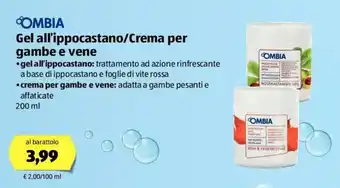 ALDI Ombia Gel all'ippocastano/Crema per gambe e vene 200ml offerta