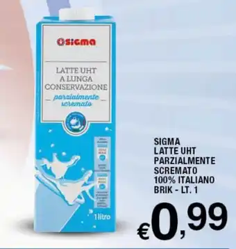 Sigma Superstore Sigma Latte UHT Parzialmente Scremato 100% Italiano Brik 1 Lt. offerta