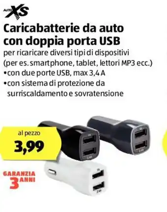 ALDI AutoXS Caricabatterie da auto con doppia porta USB offerta